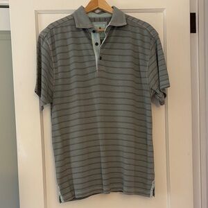 Men's Short-Sleeve Polo Shirt - Light Teal Stripe
